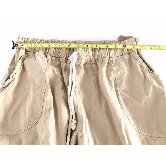 Gauzey | Wide Leg Capris Womens Size M Brown Cotton Drawstring Waist - Picture 5 of 10